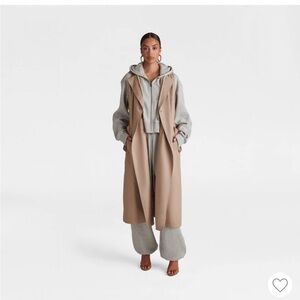 KBB by Kahlana- “The Sweatshirt Trench” Stylish Tan and Gray Long Coat